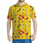 Funny Emoji Pattern Print Men's Polo Shirt