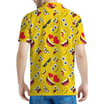 Funny Emoji Pattern Print Men's Polo Shirt