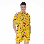Funny Emoji Pattern Print Men's Rompers