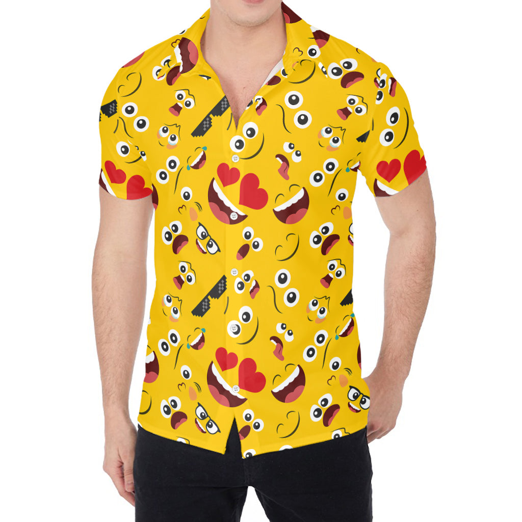Funny Emoji Pattern Print Men's Shirt