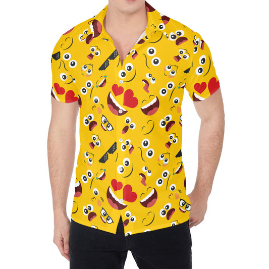 Funny Emoji Pattern Print Men's Shirt