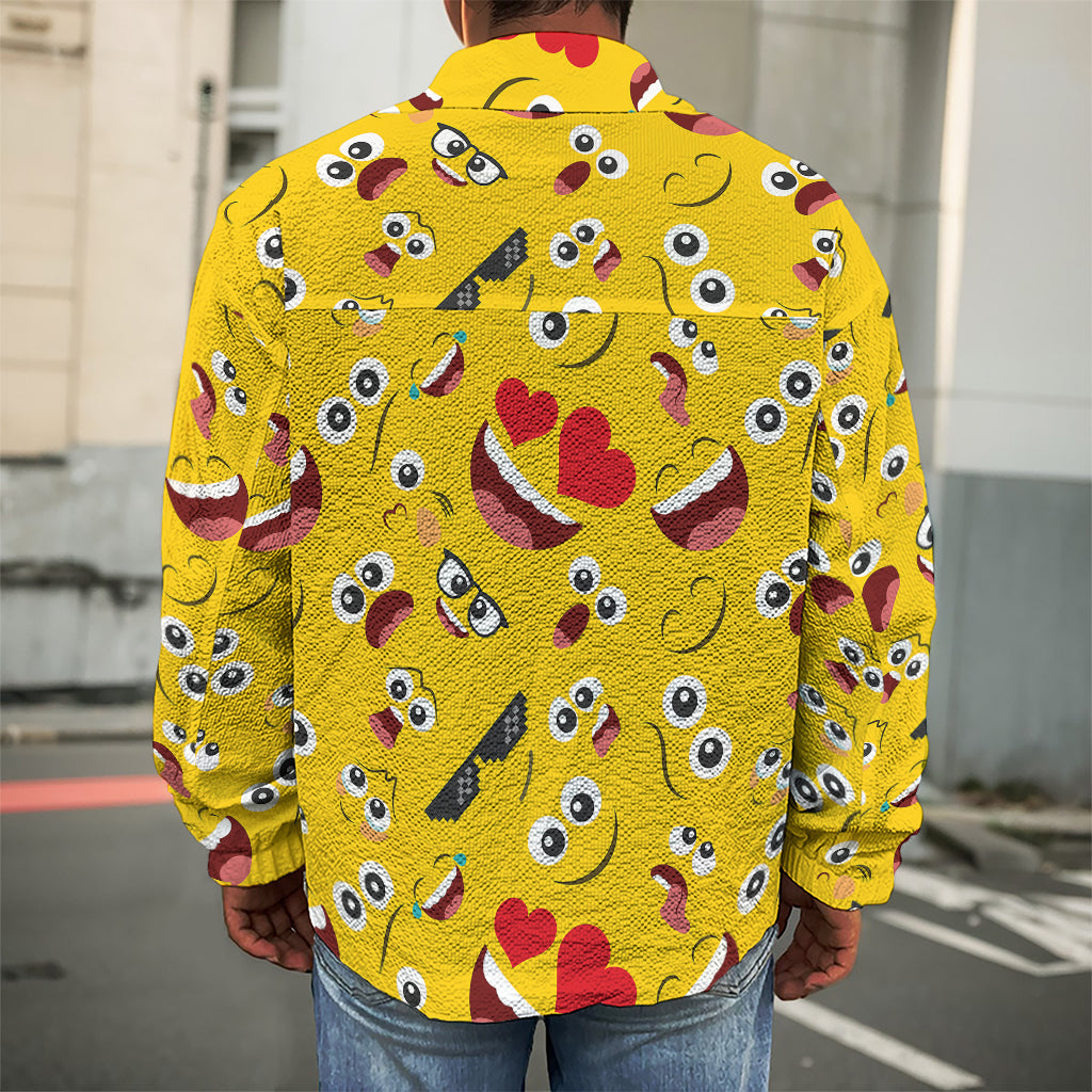 Funny Emoji Pattern Print Men's Shirt Jacket