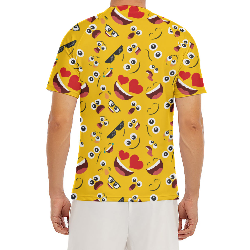 Funny Emoji Pattern Print Men's Short Sleeve Rash Guard