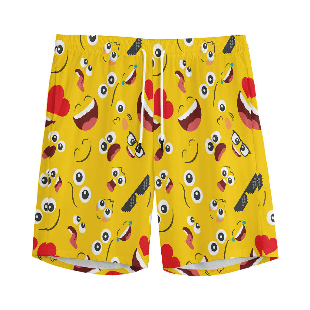 Funny Emoji Pattern Print Men's Sports Shorts