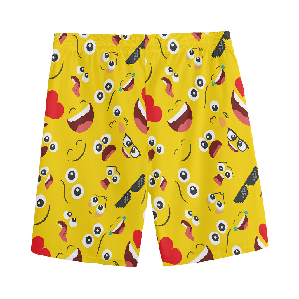 Funny Emoji Pattern Print Men's Sports Shorts