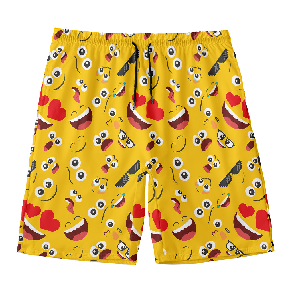 Funny Emoji Pattern Print Men's Swim Trunks