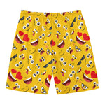 Funny Emoji Pattern Print Men's Swim Trunks