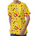 Funny Emoji Pattern Print Men's Velvet T-Shirt