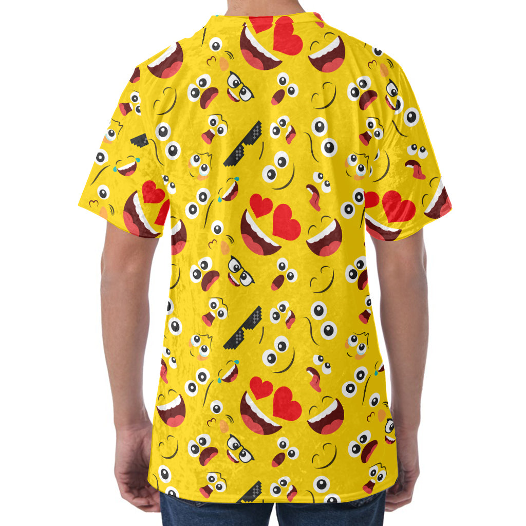Funny Emoji Pattern Print Men's Velvet T-Shirt