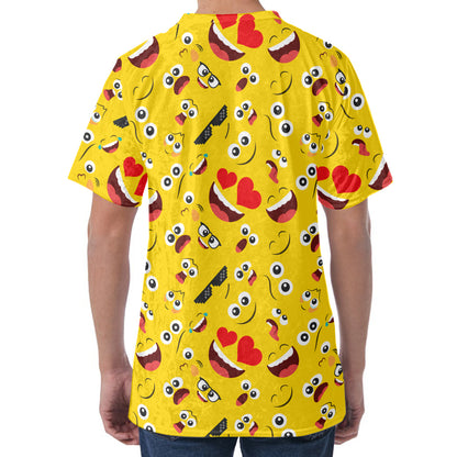 Funny Emoji Pattern Print Men's Velvet T-Shirt