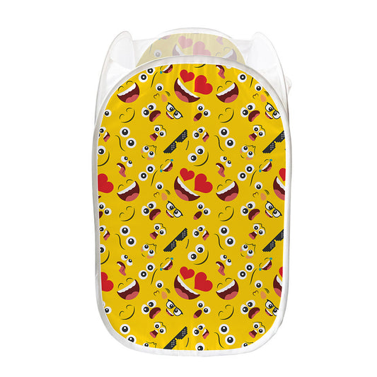 Funny Emoji Pattern Print Mesh Laundry Hamper