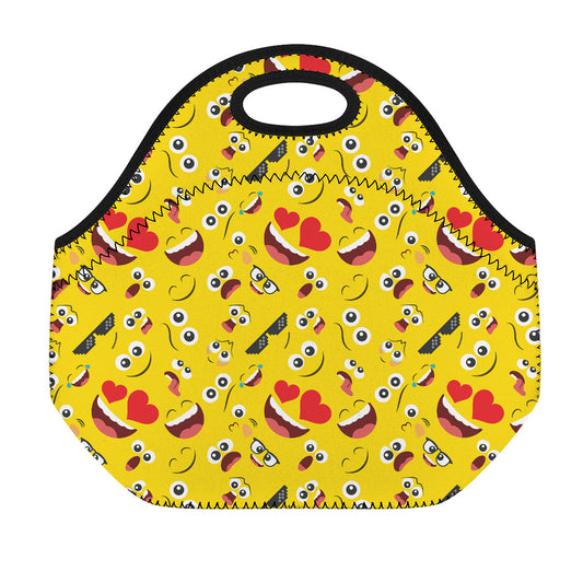 Funny Emoji Pattern Print Neoprene Lunch Bag