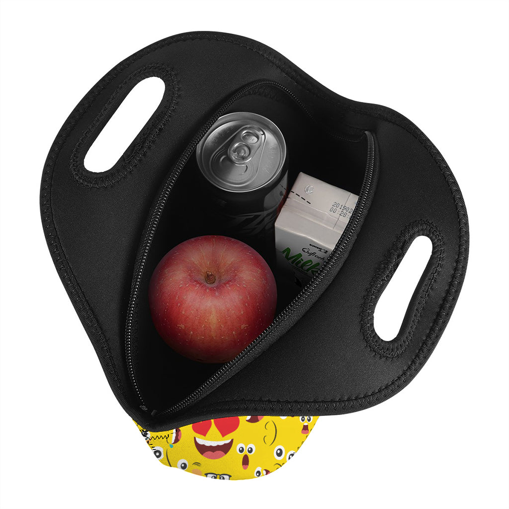 Funny Emoji Pattern Print Neoprene Lunch Bag