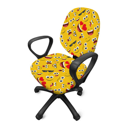 Funny Emoji Pattern Print Office Chair Cover