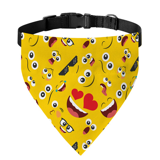 Funny Emoji Pattern Print Over The Collar Dog Bandana