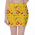 Funny Emoji Pattern Print Pencil Mini Skirt