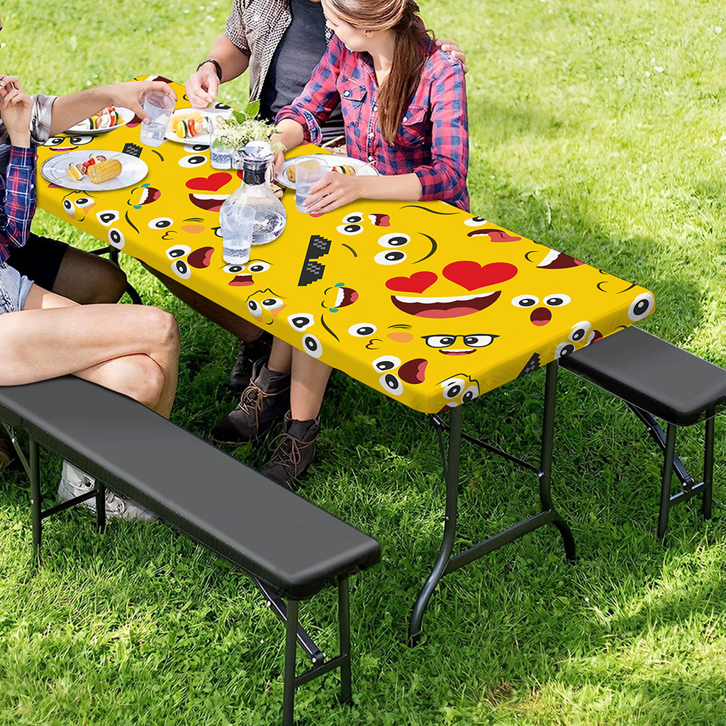 Funny Emoji Pattern Print Picnic Table Cover