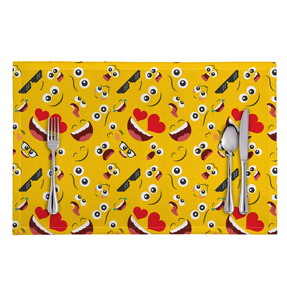 Funny Emoji Pattern Print Placemat