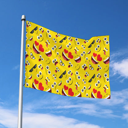 Funny Emoji Pattern Print Polyester Flag