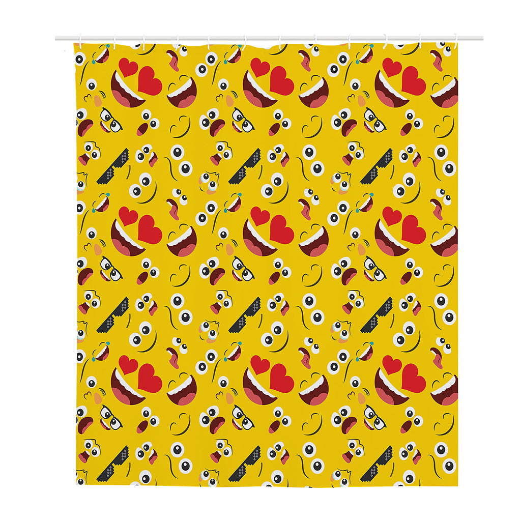 Funny Emoji Pattern Print Polyester Shower Curtain