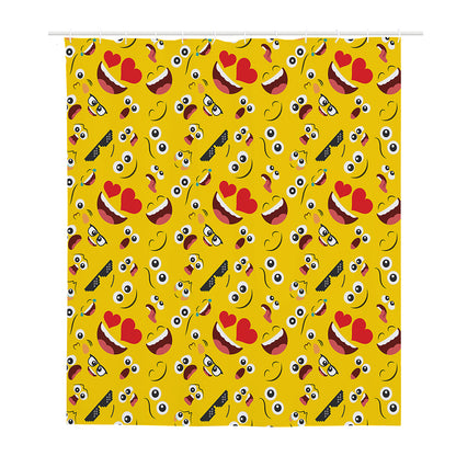 Funny Emoji Pattern Print Polyester Shower Curtain
