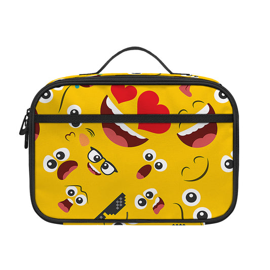 Funny Emoji Pattern Print Portable Lunch Bag
