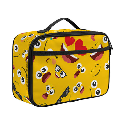Funny Emoji Pattern Print Portable Lunch Bag