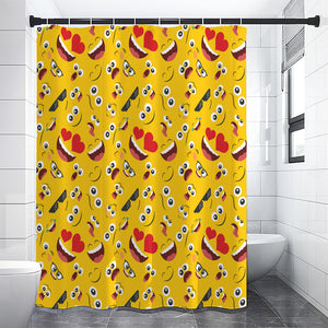 Funny Emoji Pattern Print Premium Shower Curtain