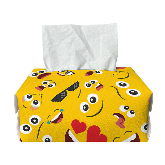 Funny Emoji Pattern Print Rectangle Tissue Box Cover