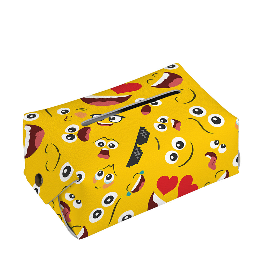 Funny Emoji Pattern Print Rectangle Tissue Box Cover