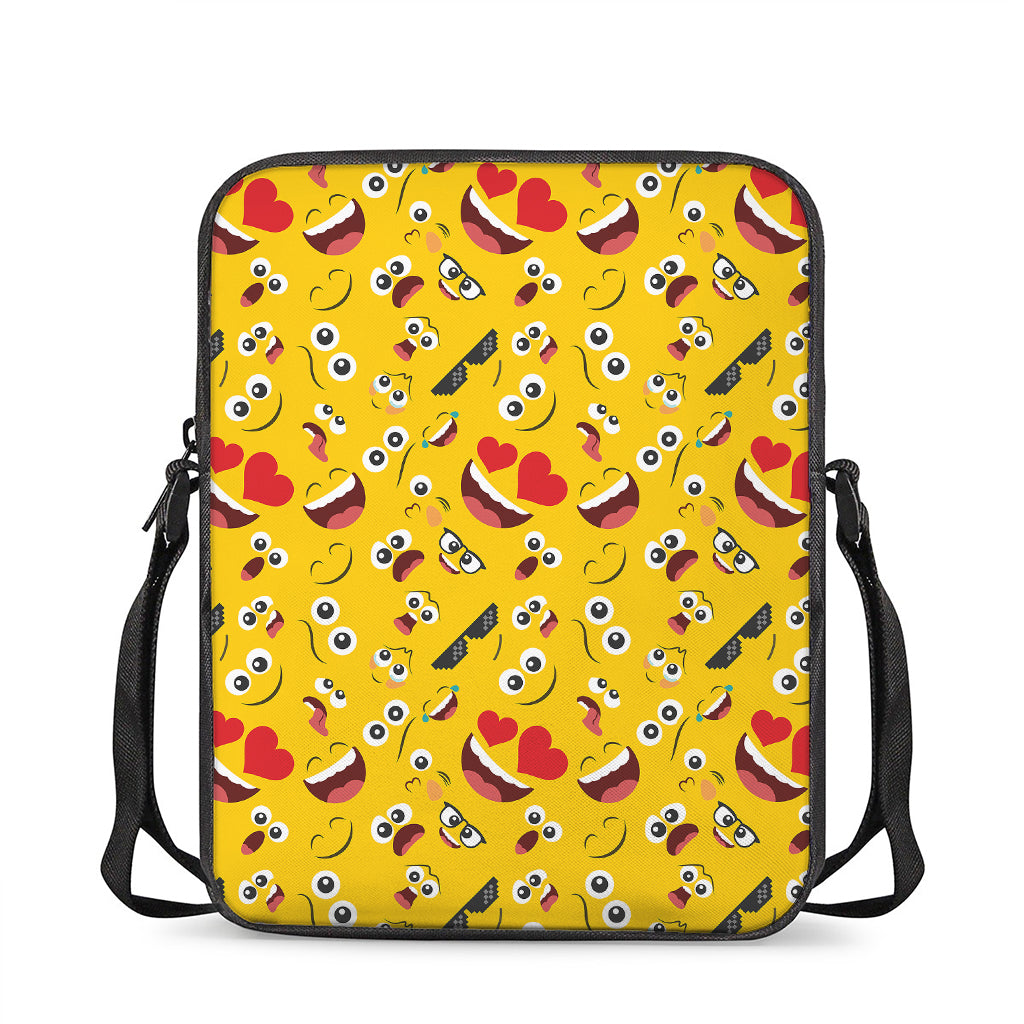 Funny Emoji Pattern Print Rectangular Crossbody Bag