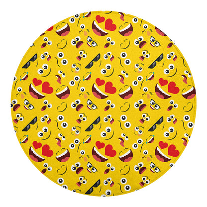 Funny Emoji Pattern Print Round Blanket