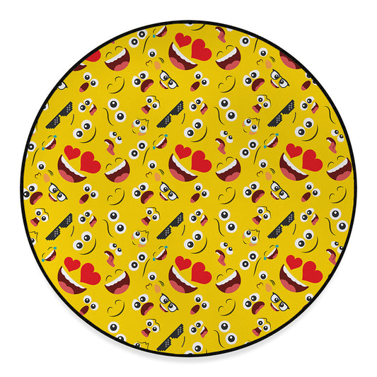 Funny Emoji Pattern Print Round Floor Mat