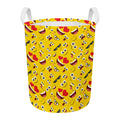 Funny Emoji Pattern Print Round Laundry Basket