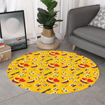 Funny Emoji Pattern Print Round Rug