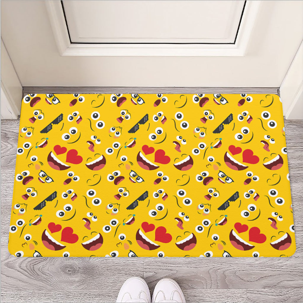 Funny Emoji Pattern Print Rubber Doormat