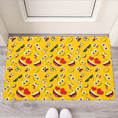Funny Emoji Pattern Print Rubber Doormat