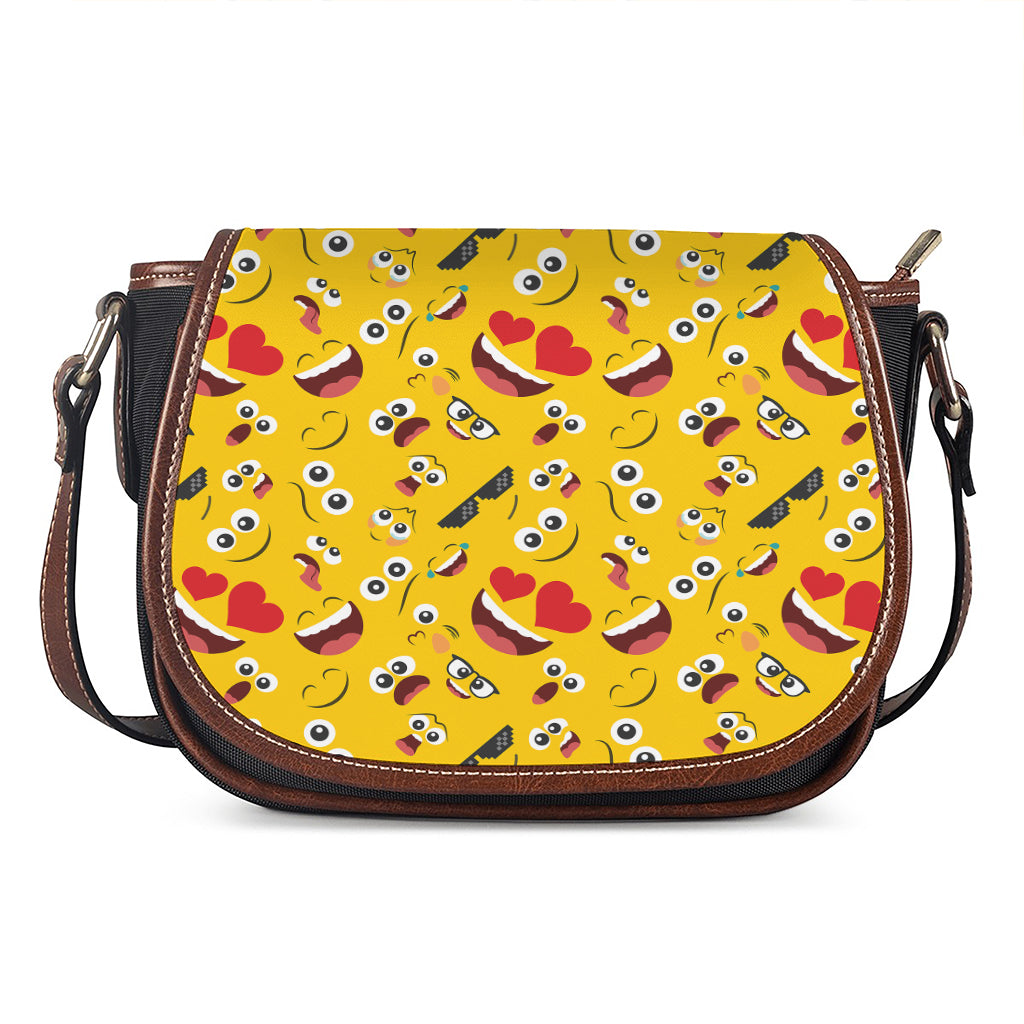 Funny Emoji Pattern Print Saddle Bag