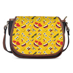 Funny Emoji Pattern Print Saddle Bag