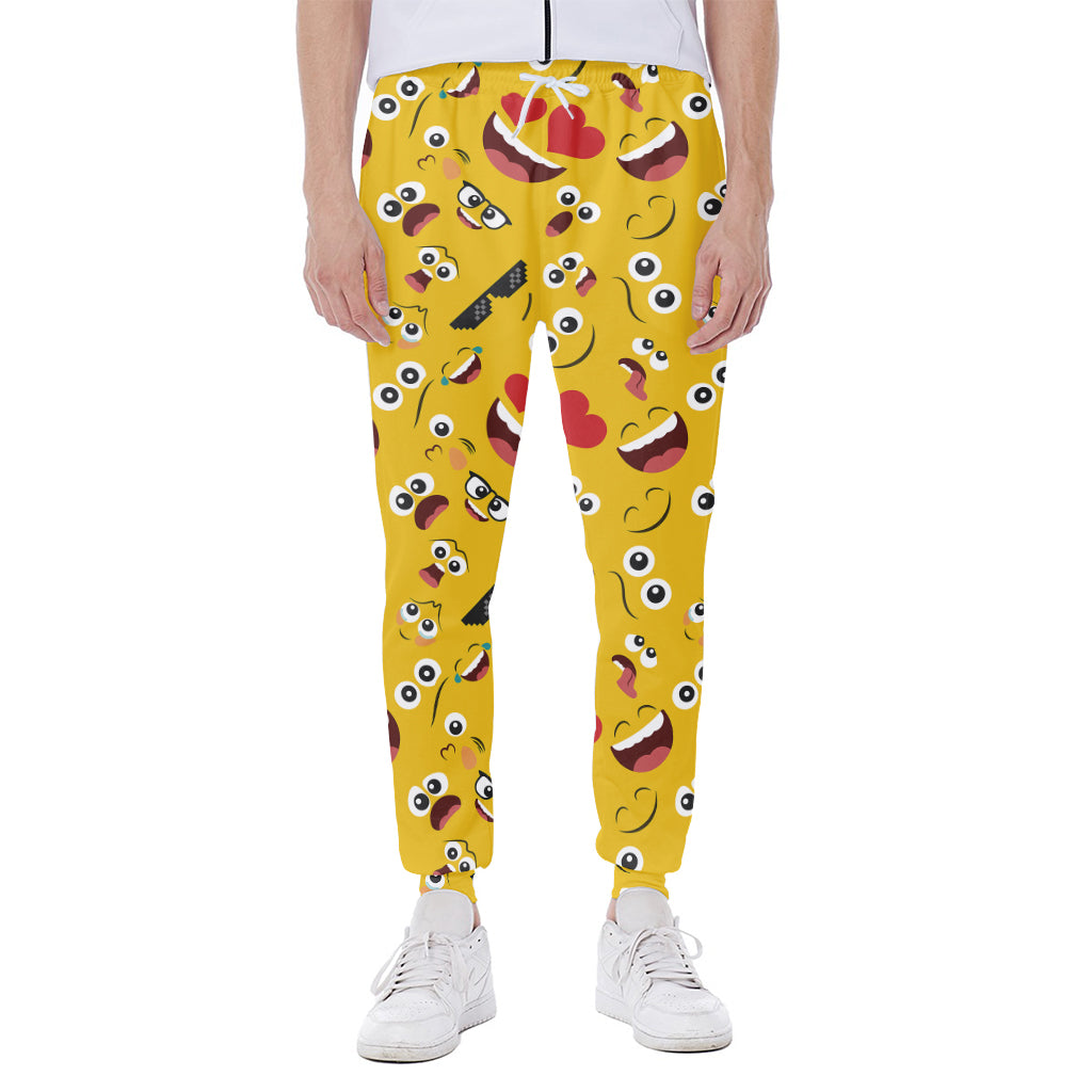 Funny Emoji Pattern Print Scuba Joggers