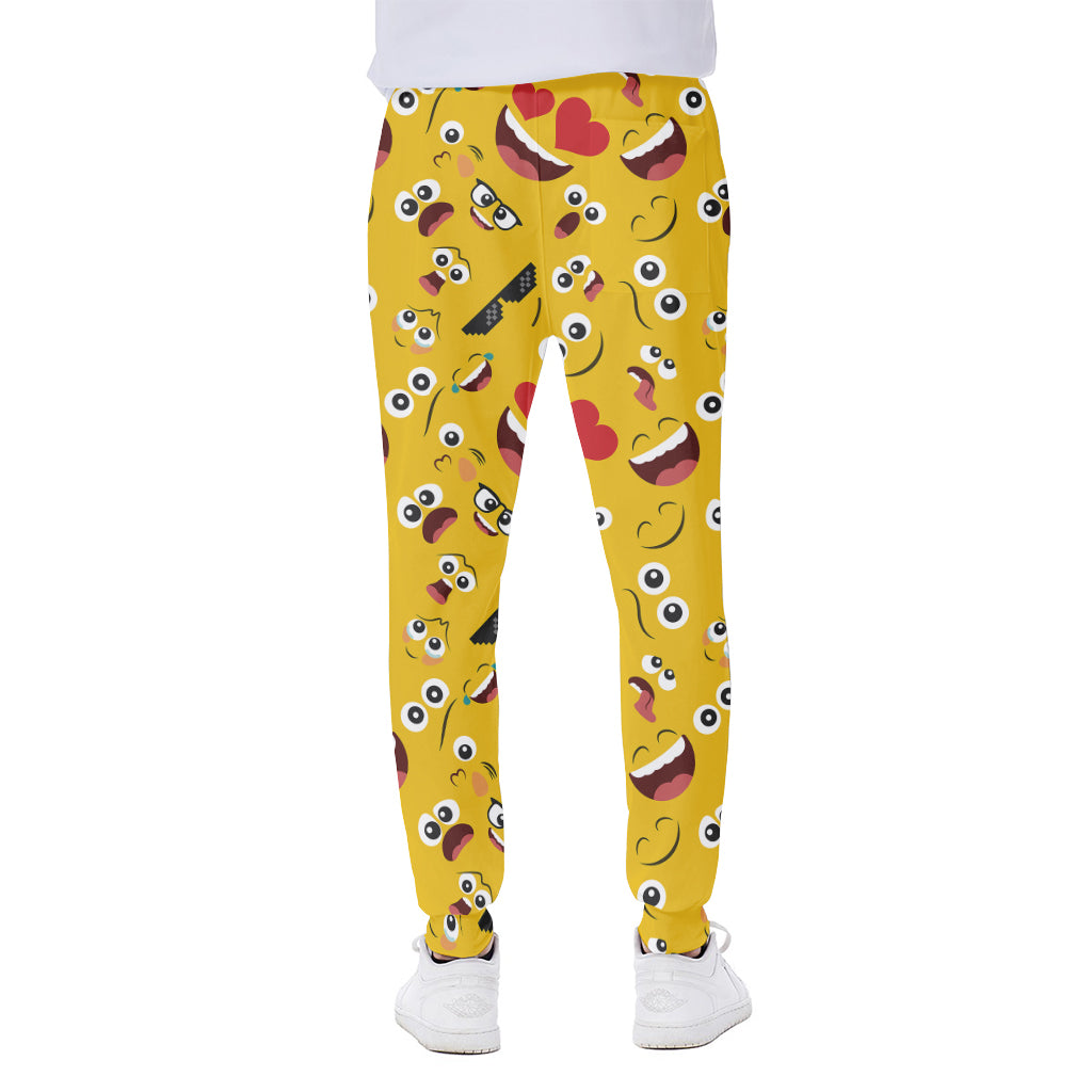 Funny Emoji Pattern Print Scuba Joggers