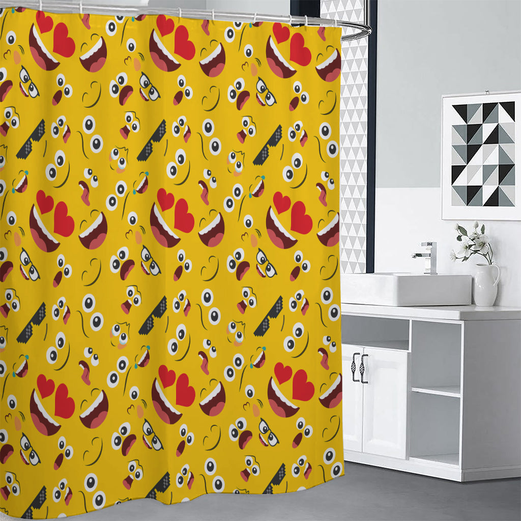 Funny Emoji Pattern Print Shower Curtain