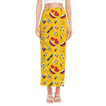 Funny Emoji Pattern Print Side Slit Maxi Skirt