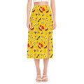 Funny Emoji Pattern Print Side Slit Midi Skirt