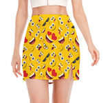 Funny Emoji Pattern Print Side Slit Mini Skirt