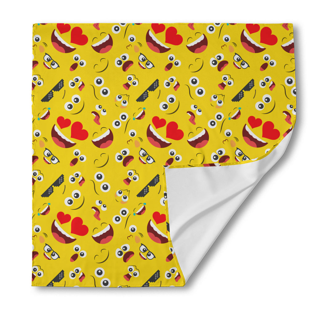 Funny Emoji Pattern Print Silk Bandana