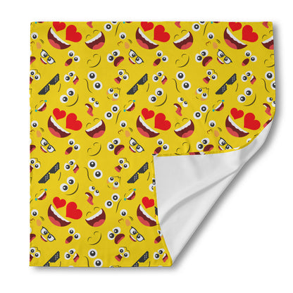 Funny Emoji Pattern Print Silk Bandana