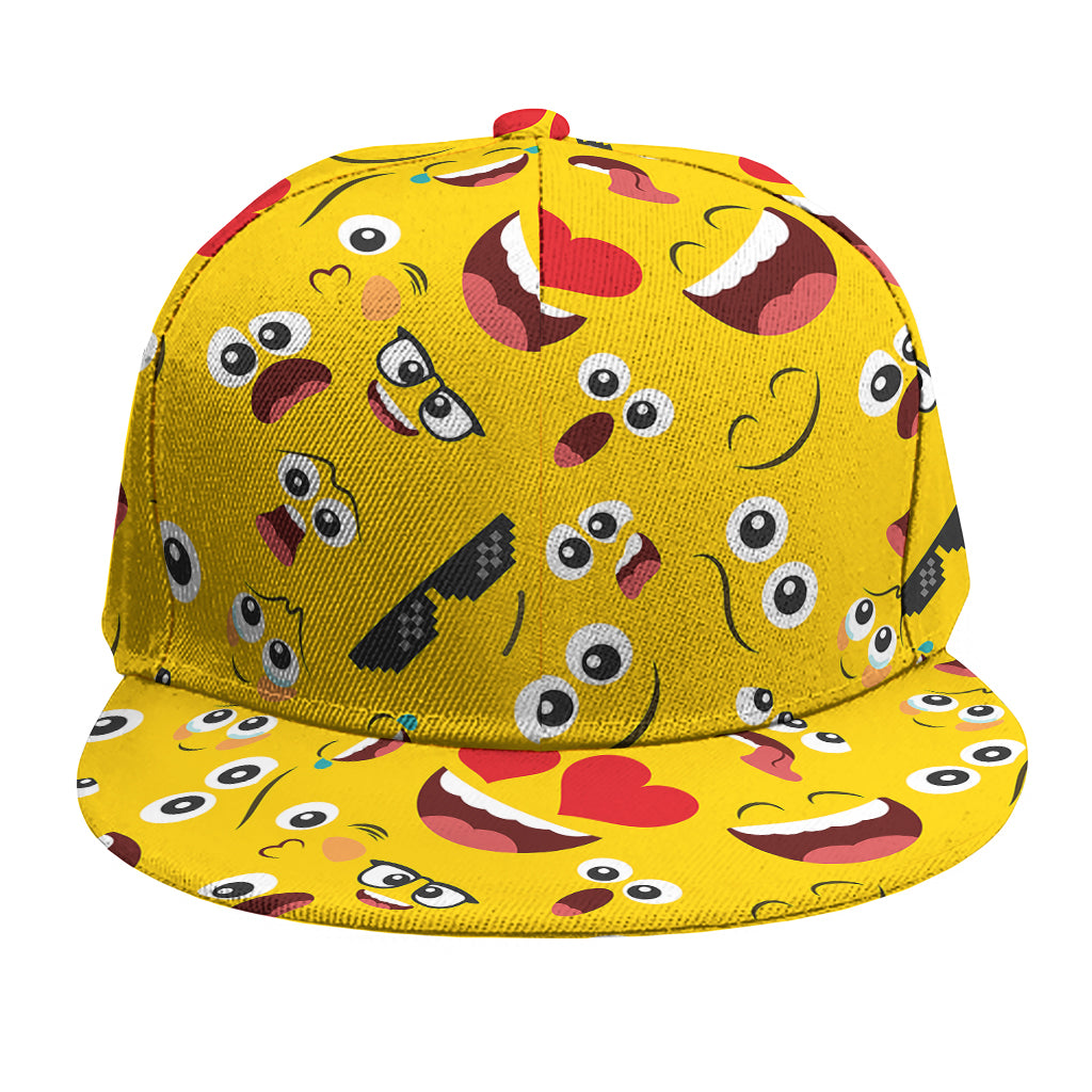 Funny Emoji Pattern Print Snapback Cap