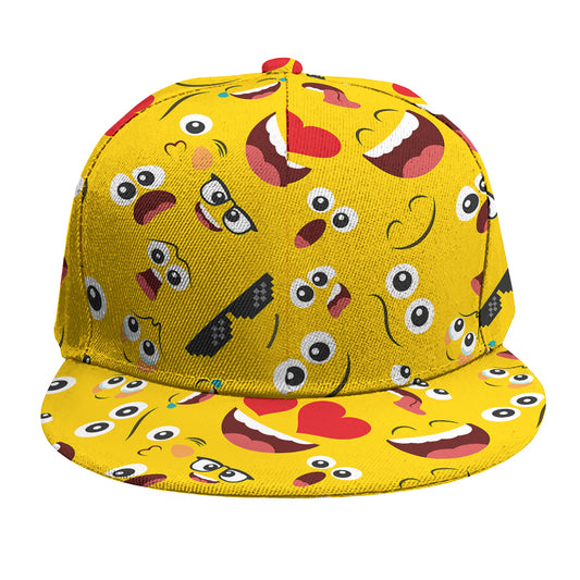 Funny Emoji Pattern Print Snapback Cap