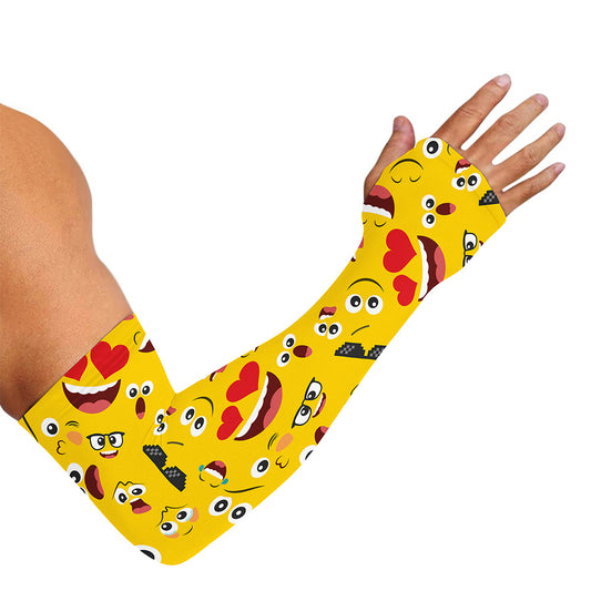 Funny Emoji Pattern Print Sun Protection Arm Sleeves